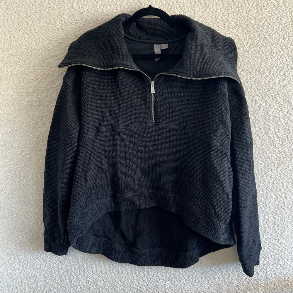 Sweaty Betty‎ Women’s Restful Boucle Half Zip Black Sweatshirt Size 12 / XL
